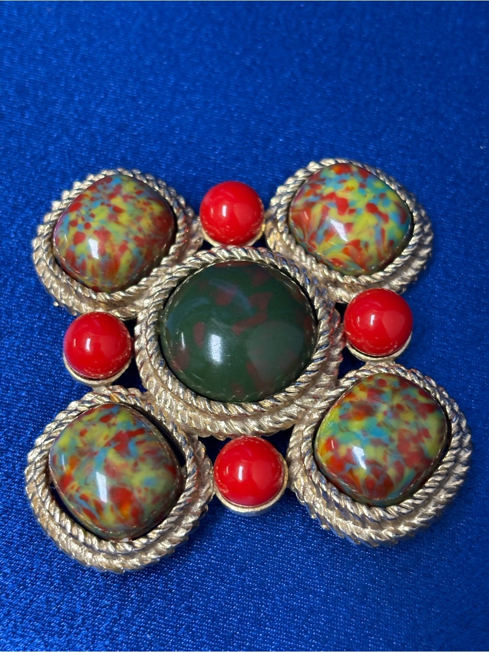 Vintage Sarah Coventry 1963 Mosaic Maltese Cross Brooch Pin